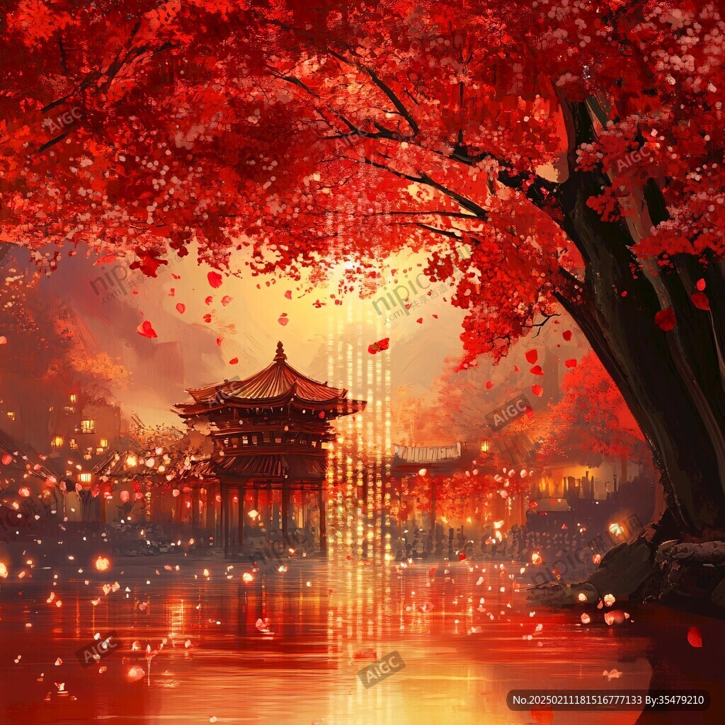 插畫(huà)愛(ài)晚亭