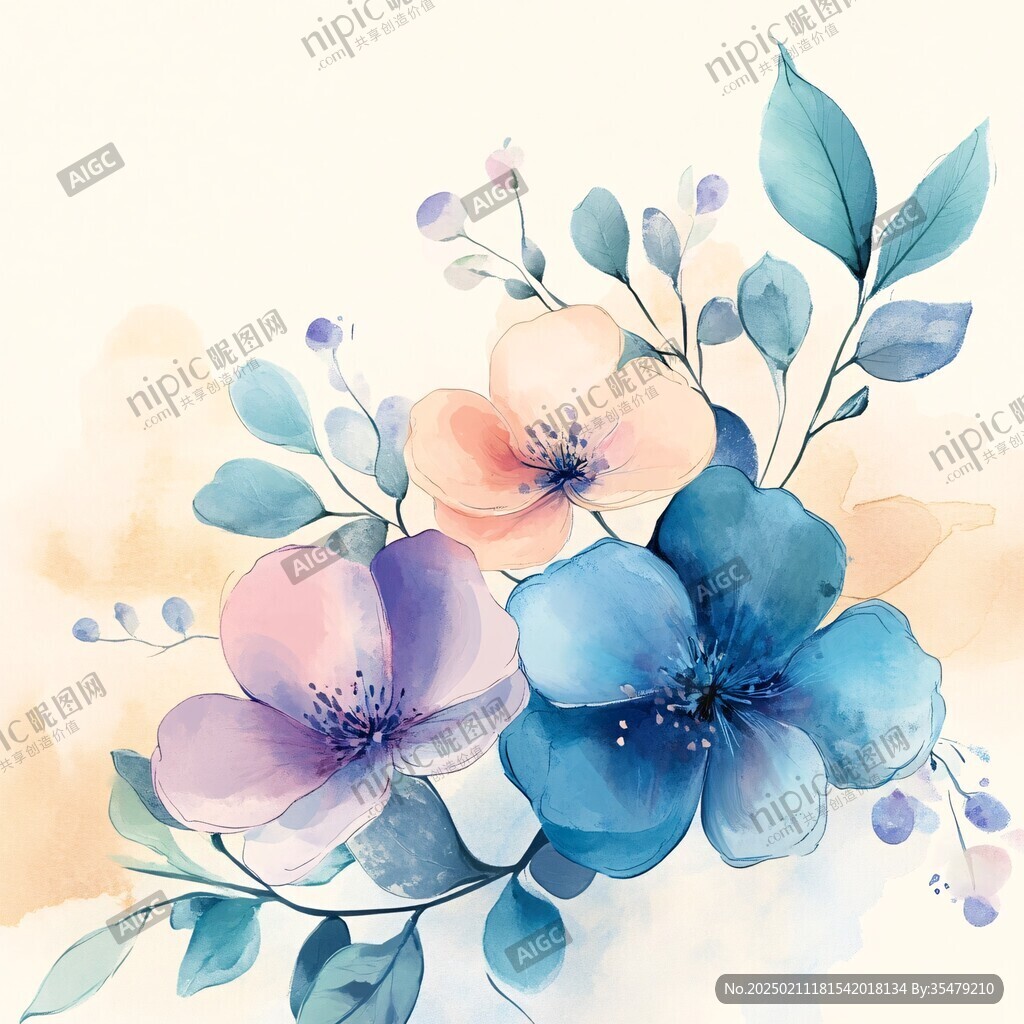 手繪畫抽象花卉水彩花