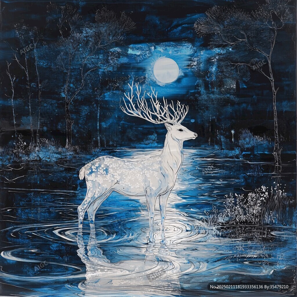 鹿晶瓷畫