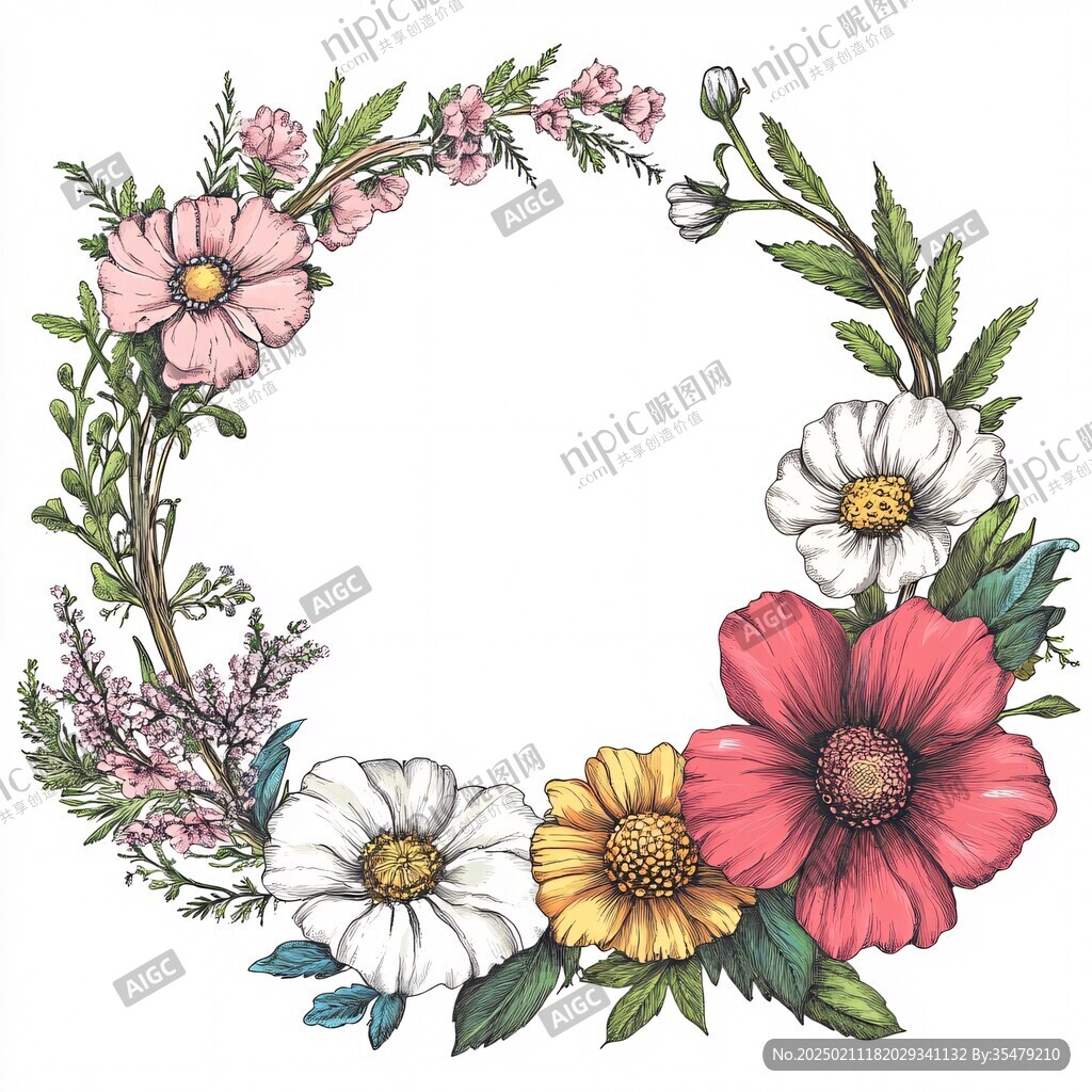 手繪花朵邊框