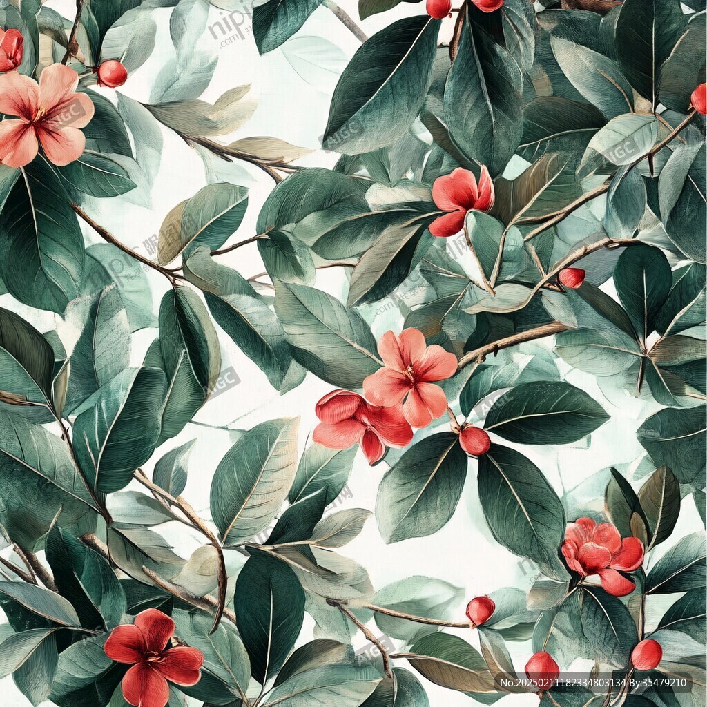 田園風(fēng)熱帶樹葉花朵