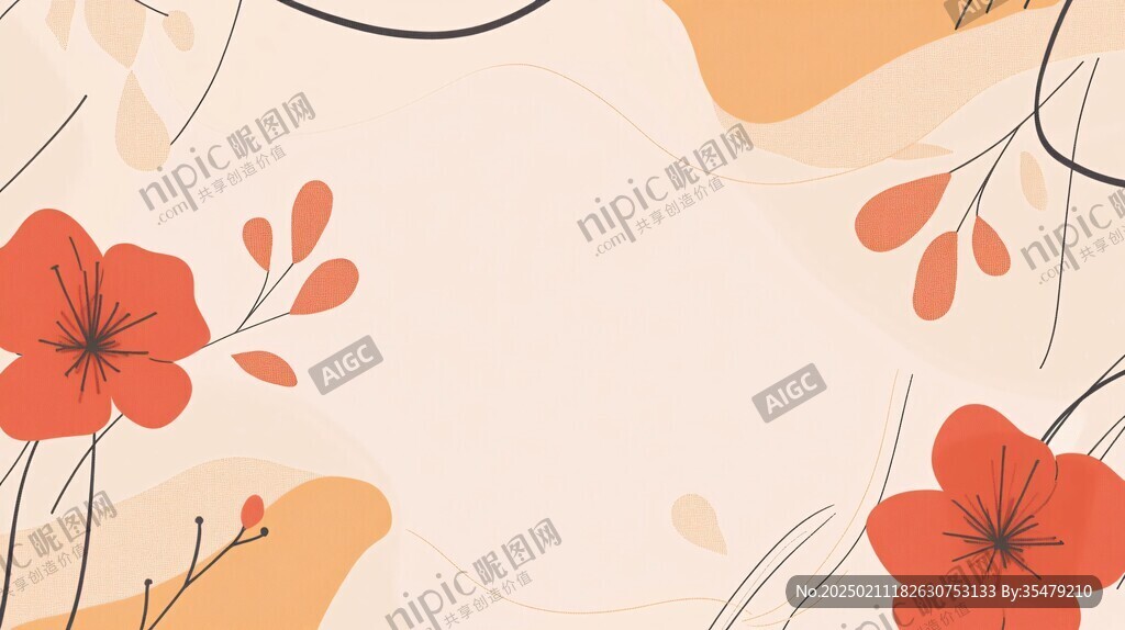 森系粉橙色花朵背景