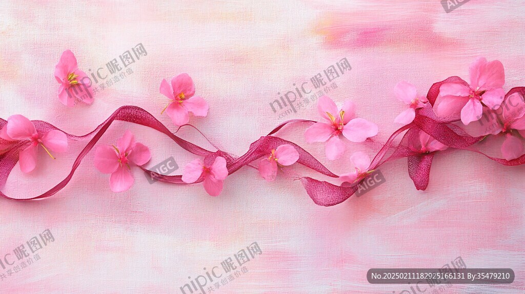 粉色花背景墻