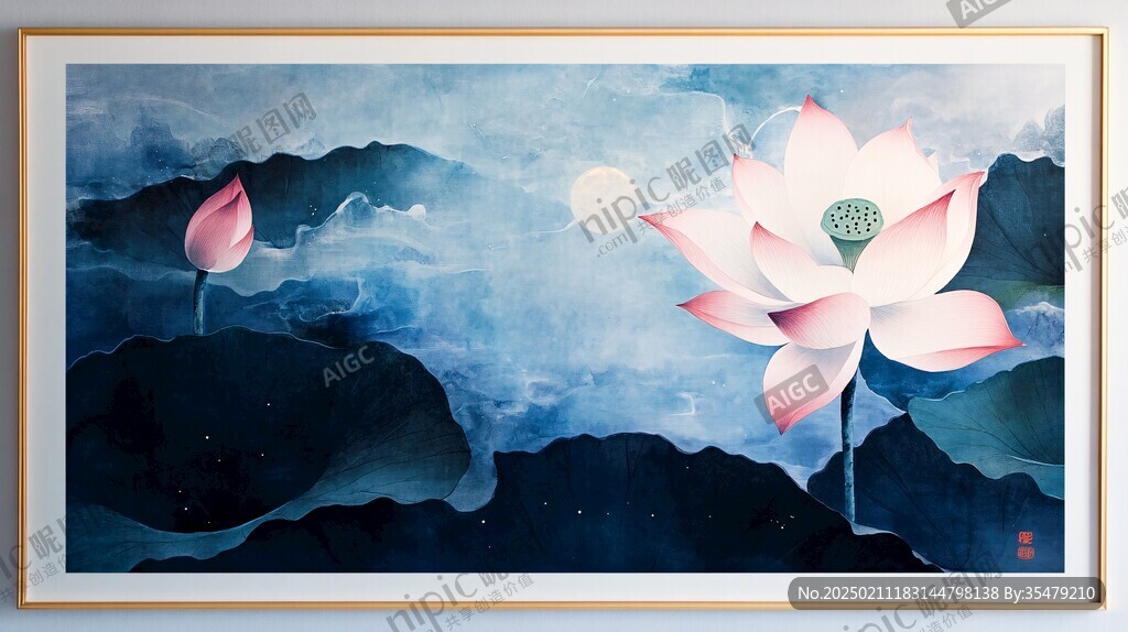 巨幅山水畫(huà)現(xiàn)代蓮花畫(huà)