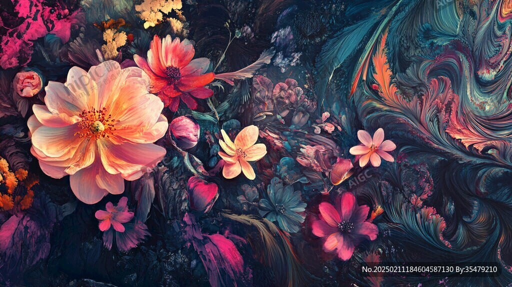 抽象花卉絢麗色彩