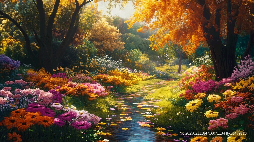 唯美夢幻花田場景