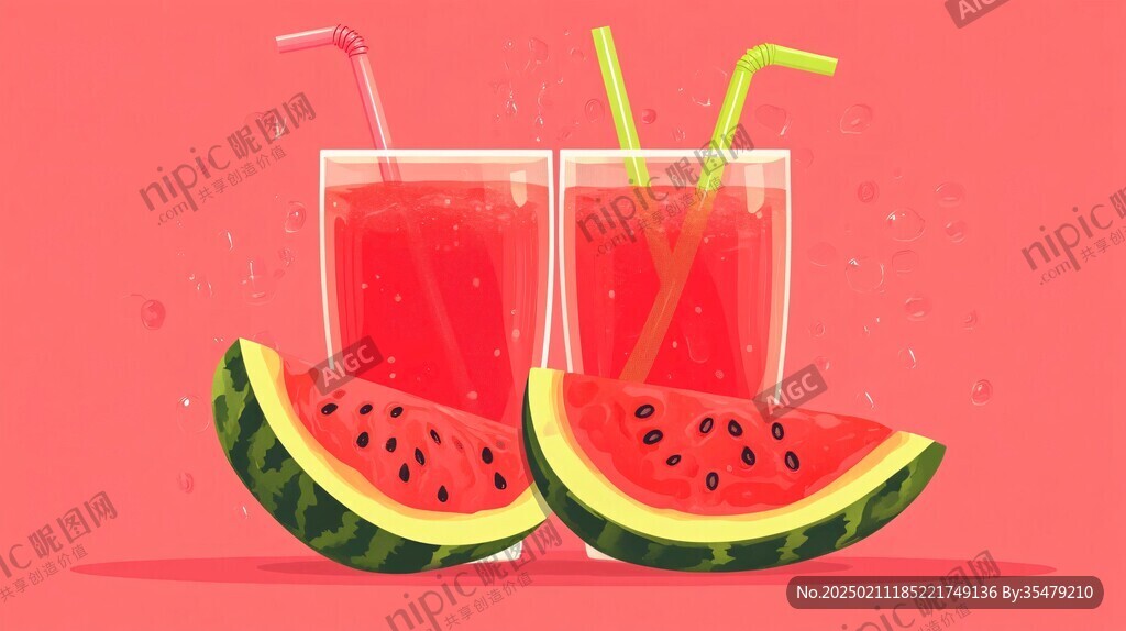 西瓜汁包裝插畫