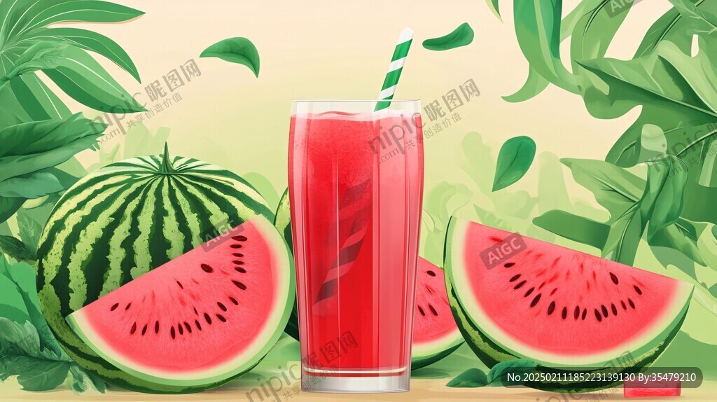 西瓜汁包裝插畫