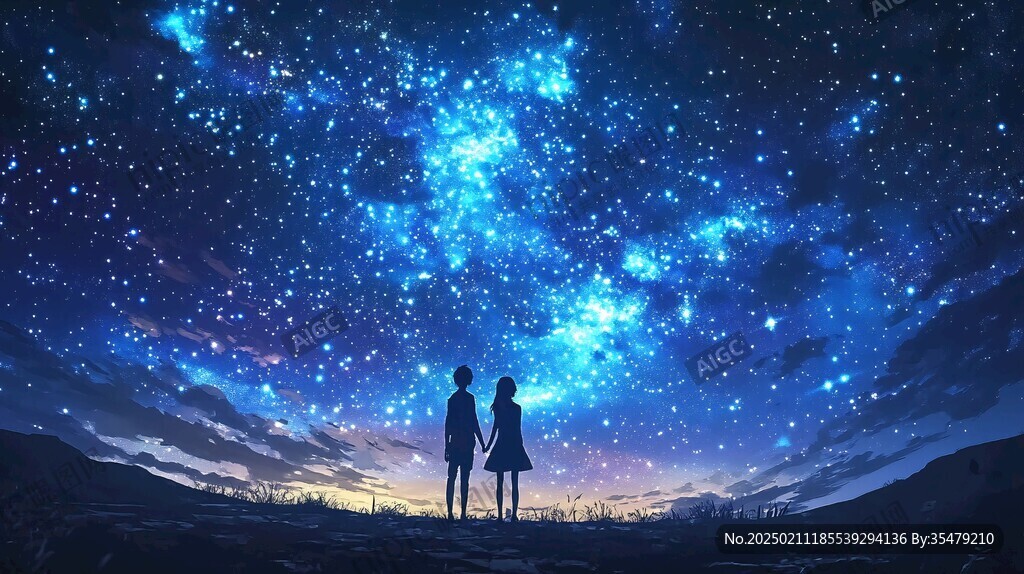 情侶看流星雨