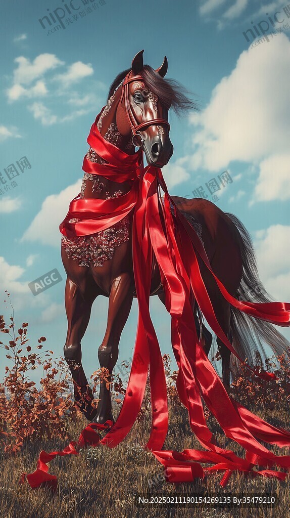 棗紅馬素材