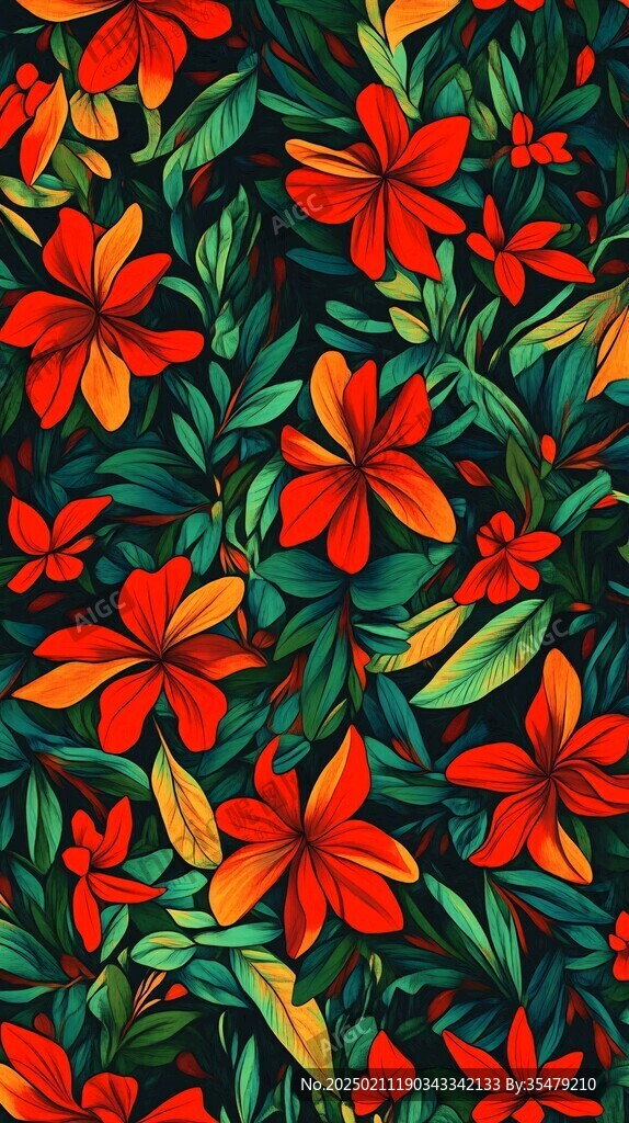 田園風熱帶樹葉花朵