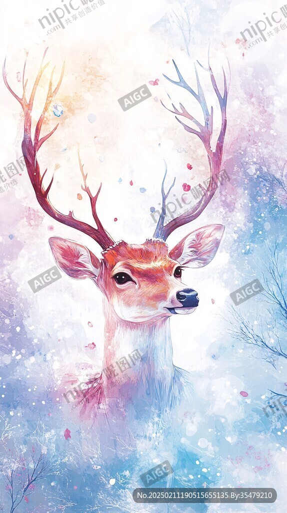 卡通唯美夢幻鹿