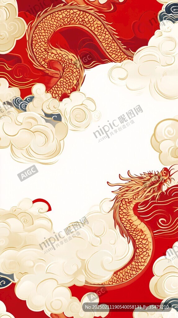 卡通龍喜慶插畫背景