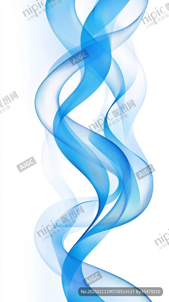 藍色線條煙霧波浪