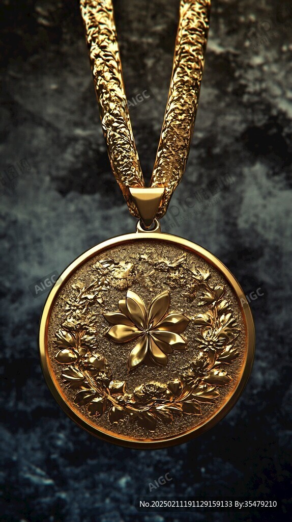 金梵文荷花圓牌