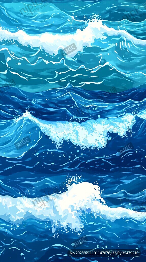 波濤海浪插畫