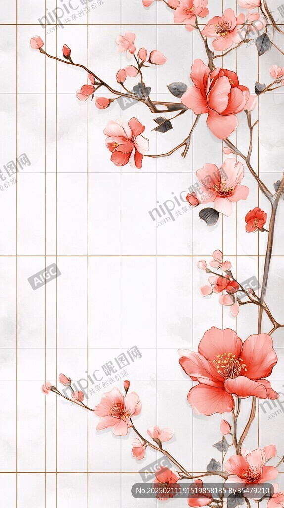 新中式桃花背景