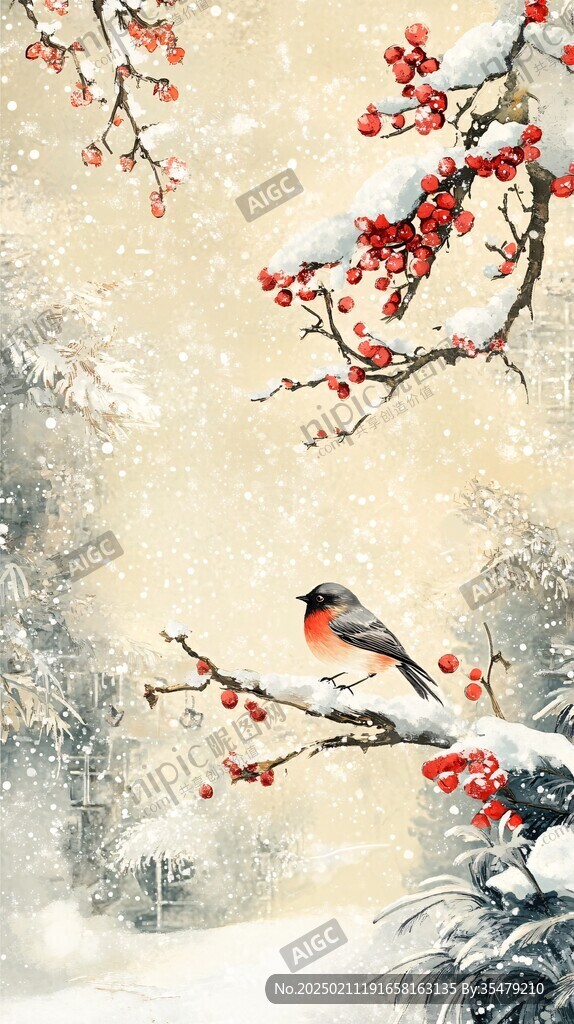 古風(fēng)冬天插畫