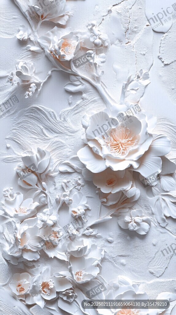 3d立體浮雕花卉花鳥