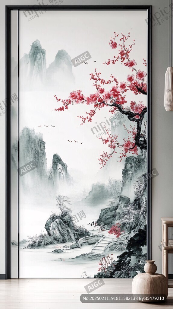 新中式數(shù)字畫潑墨山水