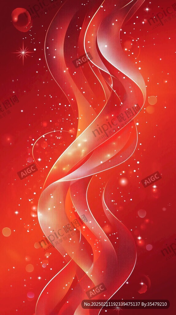 紅色動感飄帶科技背景