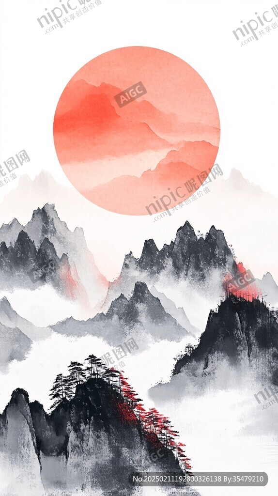 水墨山水鴻運(yùn)當(dāng)頭