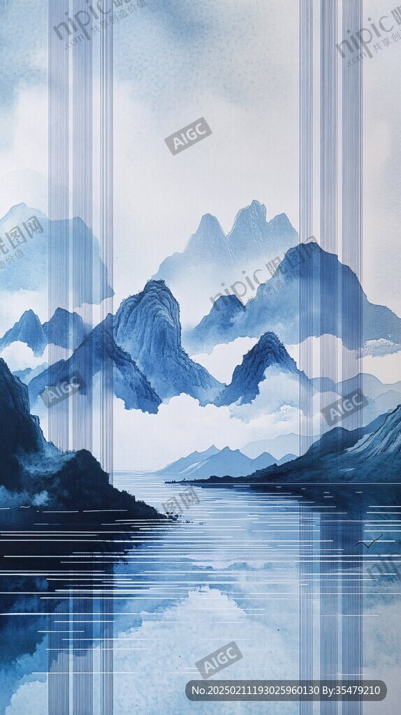 現(xiàn)代輕奢山水壁畫