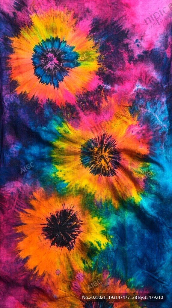 絢麗色彩背景印染花布
