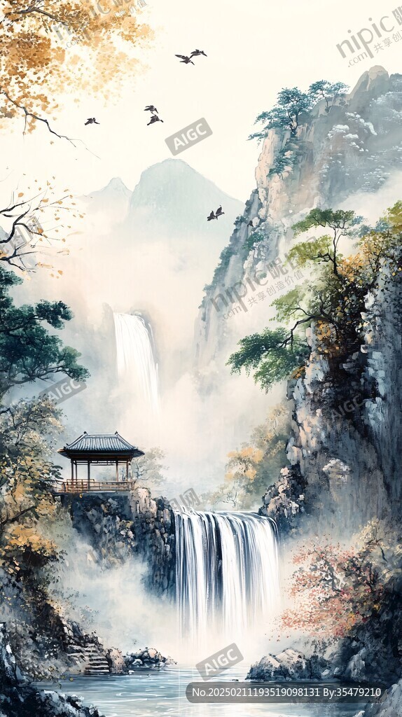 豎幅聚寶盆風(fēng)水畫(huà)