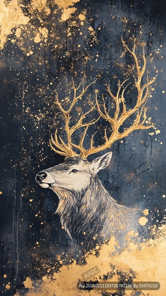 卡通唯美夢幻鹿