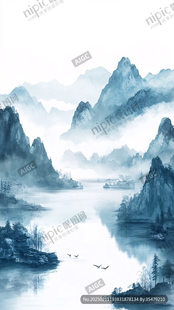 詩意古風水墨山水