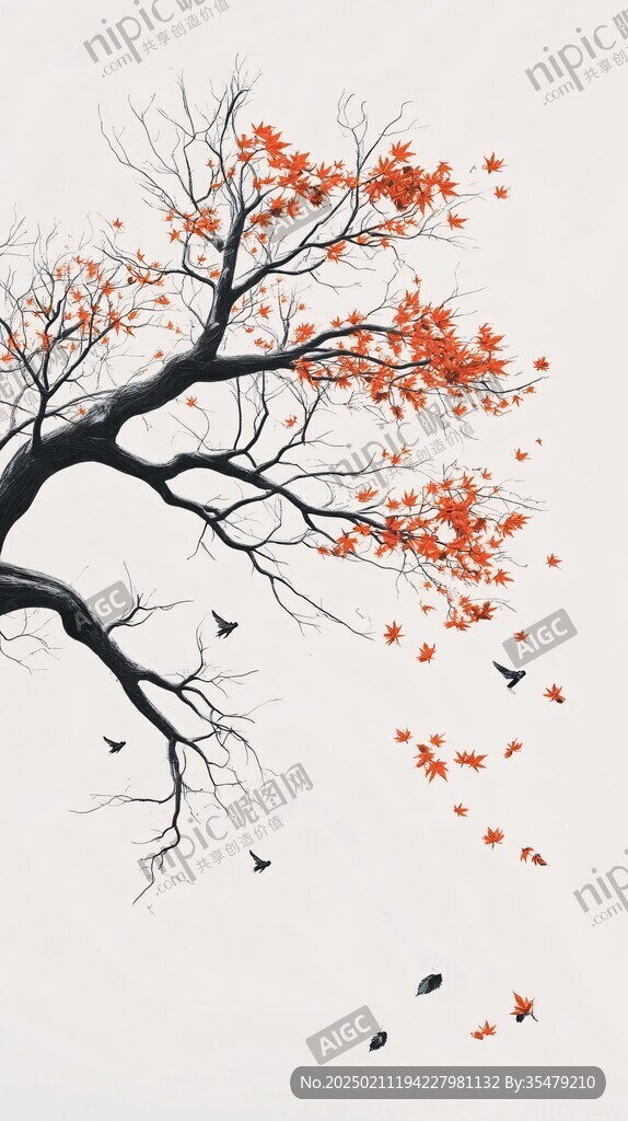 紅葉古風(fēng)古典花鳥