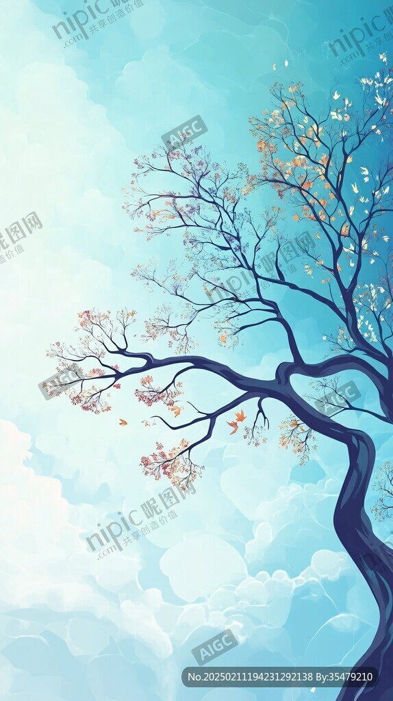 唯美扁平肌理樹