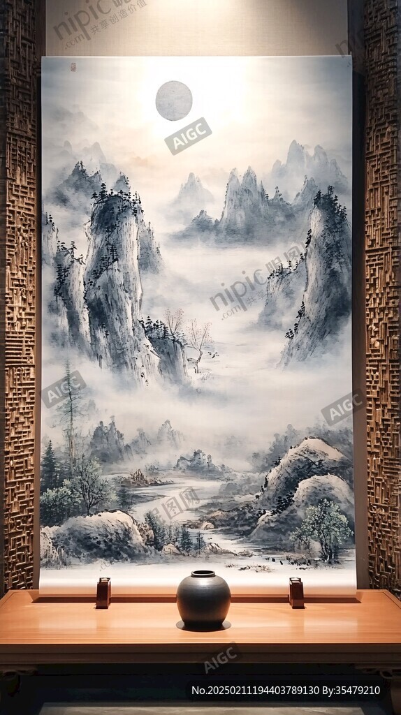 巨幅禪意山水畫