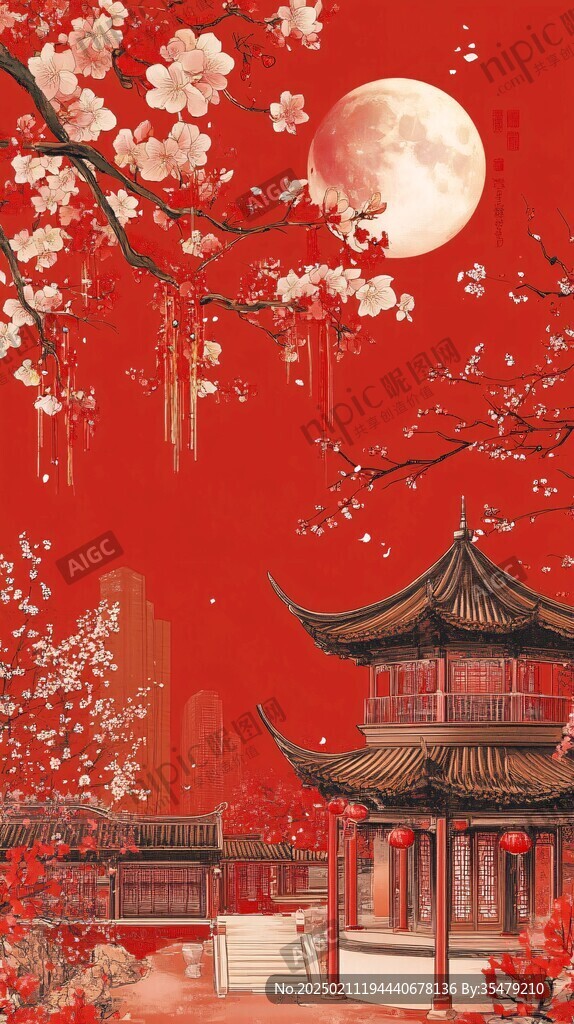 花好月圓古風插畫