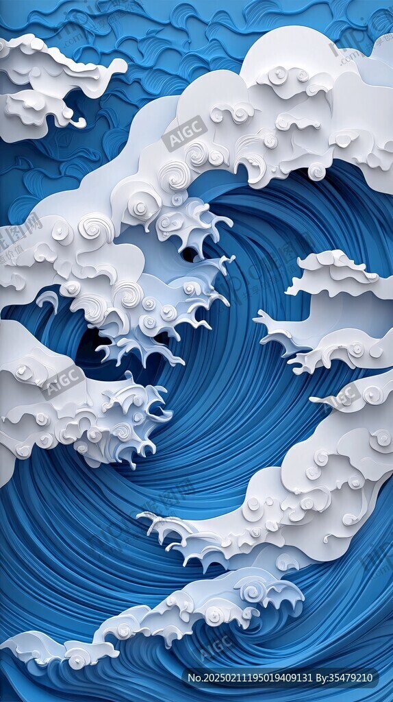 浪濤翻滾包裝底紋