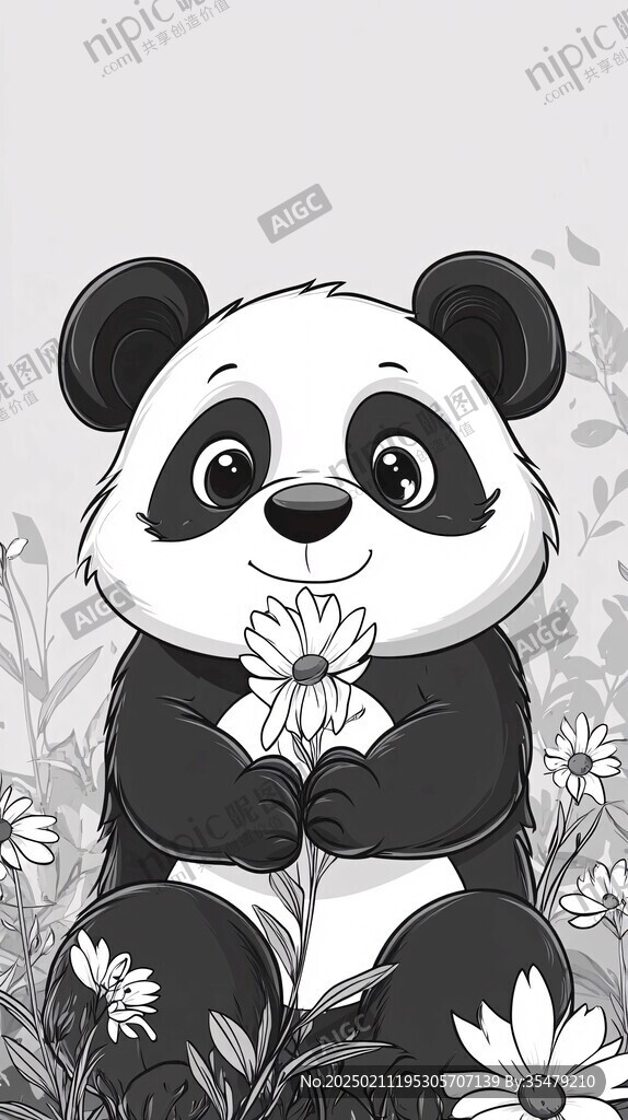 手繪熊貓插畫