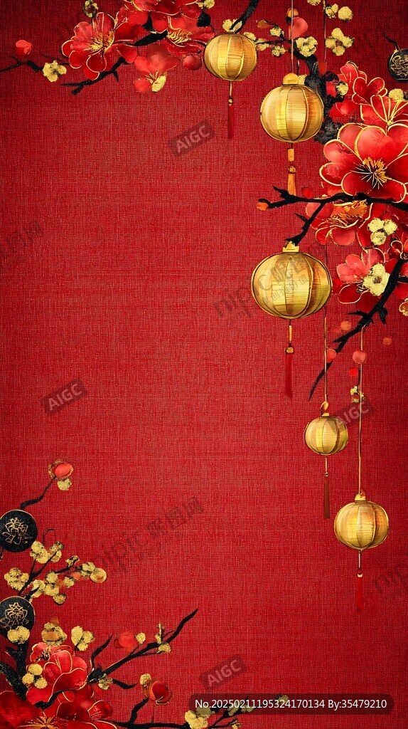 燈籠梅花背景圖