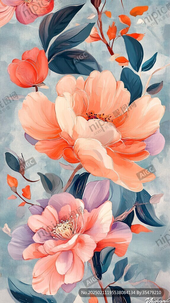 抽象花卉絢麗色彩
