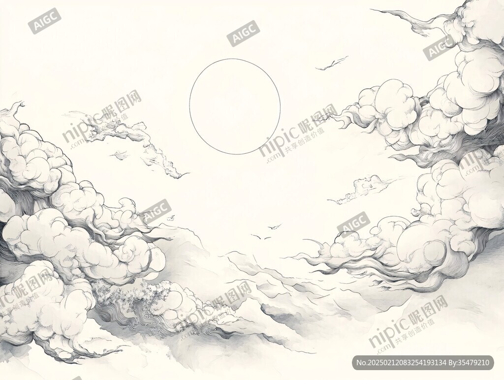 古風(fēng)海浪包裝插畫