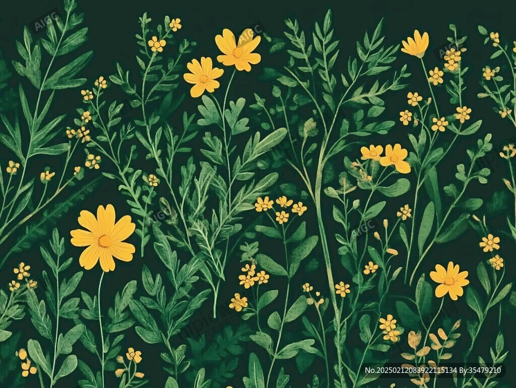 花草枝葉植物圖案設計