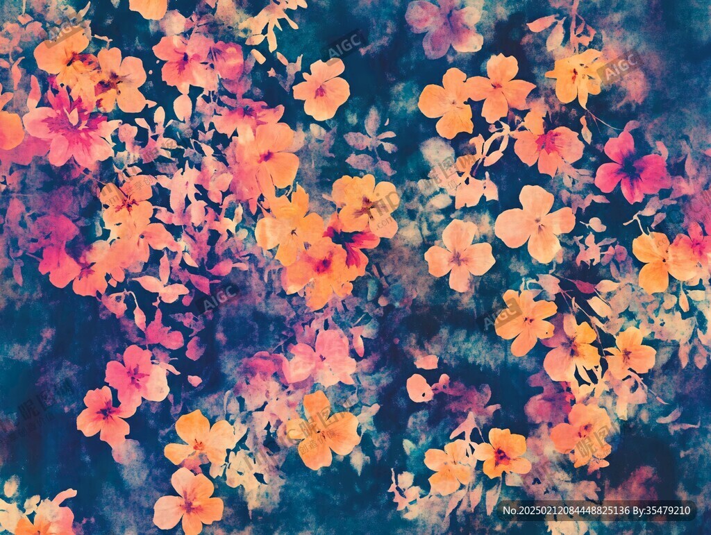抽象花卉水彩畫