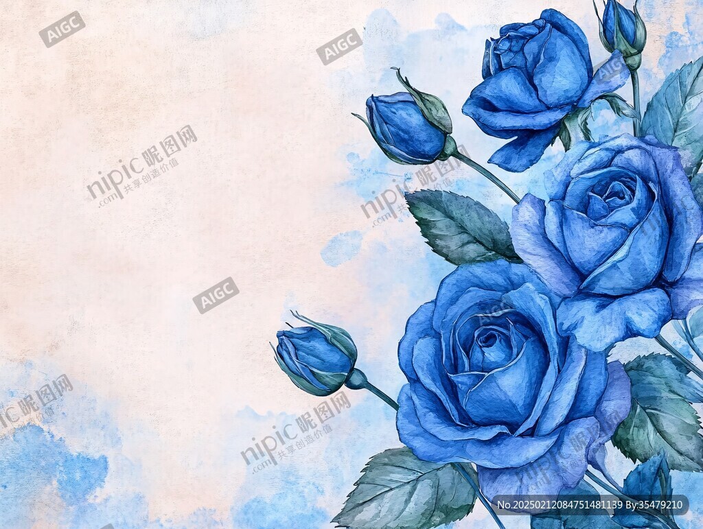 印花藍(lán)色妖姬玫瑰花
