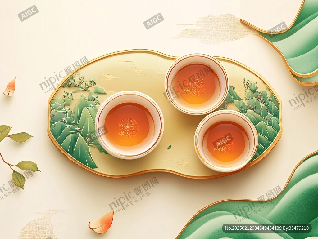 茶葉扁平風插畫