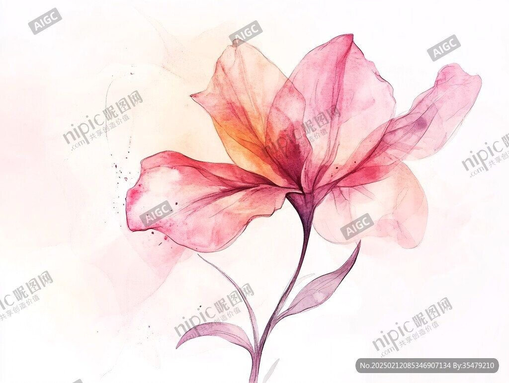 水彩喇叭花插畫