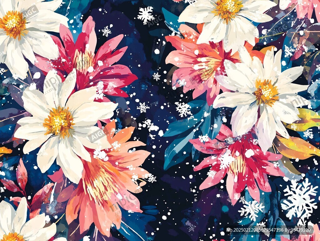 雪蓮花插畫