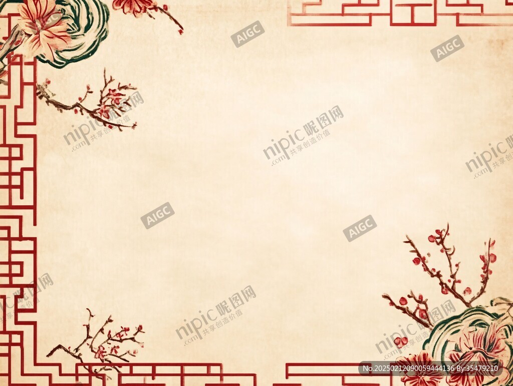 紅色梅花邊框紋理