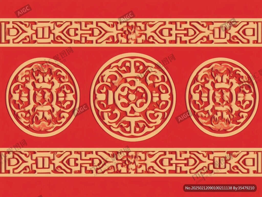 中式紋理紅色花紋喜慶