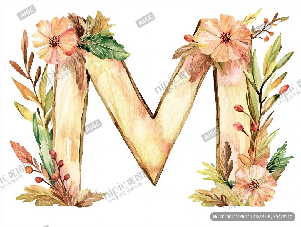m字母花朵