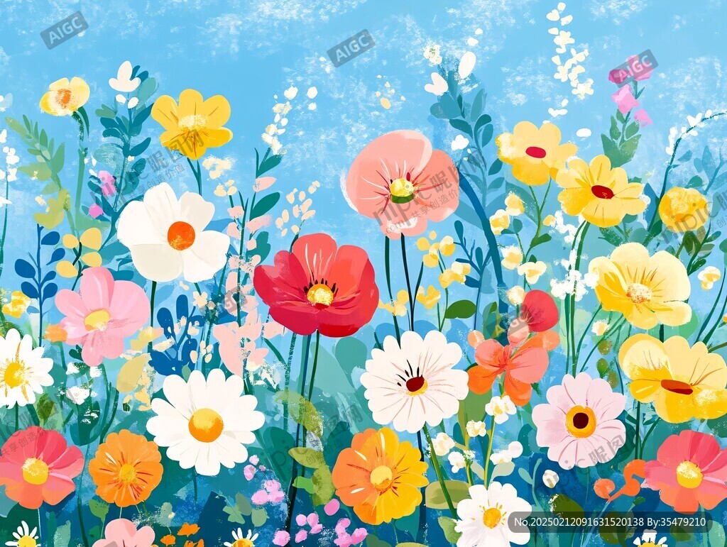 花叢插畫